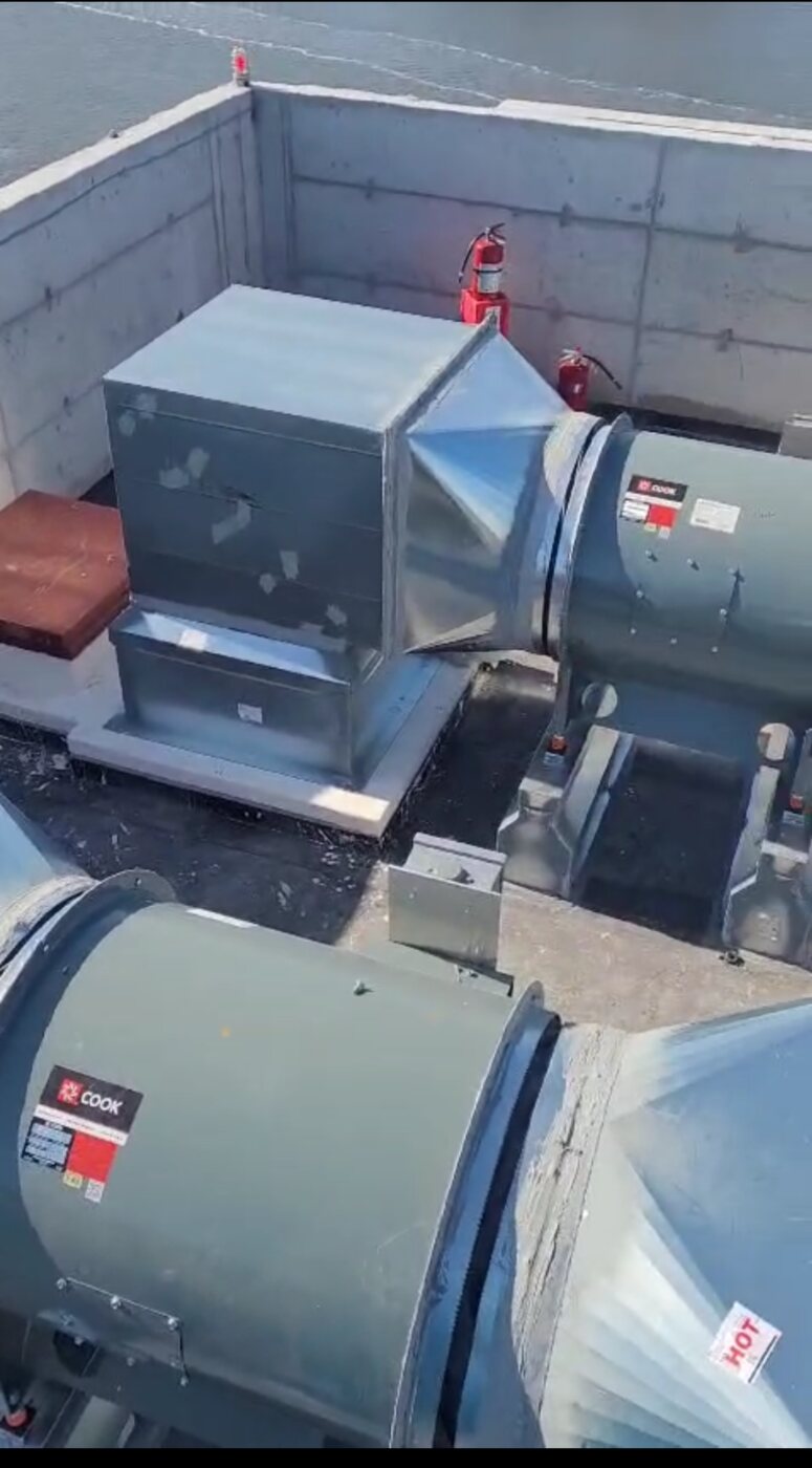Rooftop commercial exhaust and sheet metal transitions